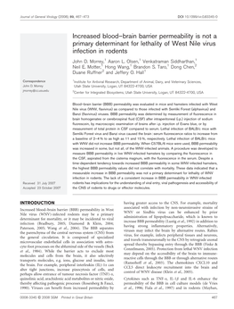 Increased Blood–Brain Barrier Permeability Is Not a Primary Determinant for Lethality of West Nile Virus Infection in Rodents