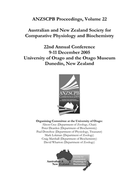 ANZSCPB Proceedings, Volume 22