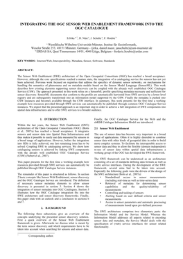 Integrating the Ogc Sensor Web Enablement Framework Into the Ogc Catalogue