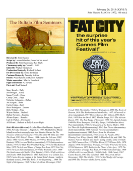 XXVI:7) John Huston, FAT CITY (1972, 100 Min.)