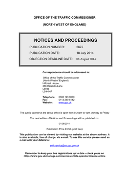 Notices and Proceedings 18 July 2014