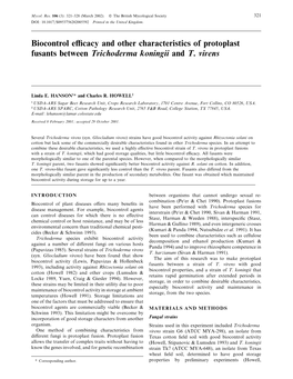 Biocontrol Efficacy and Other Characteristics of Protoplast Fusants