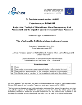 Deliverable 5.3 National Dissemination Workshops