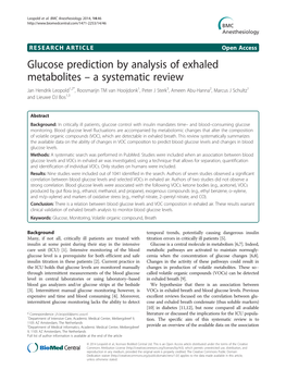 Glucose Prediction by Analysis of Exhaled