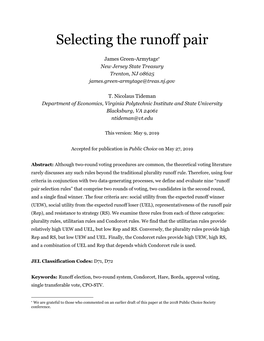 Selecting the Runoff Pair