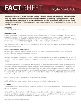 FACT SHEET Hydrofluoric Acid