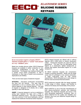 Elastomer Series ® Silicone Rubber Keypads