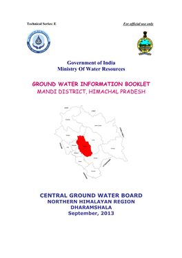 Ground Water Information Booklet Mandi District, Himachal Pradesh