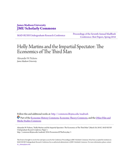 Holly Martins and the Impartial Spectator: the Economics of the Third Man Alexander W