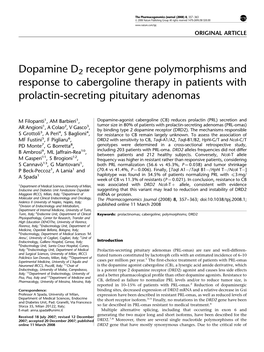 Dopamine D2 Receptor Gene Polymorphisms and Response to Cabergoline Therapy in Patients with Prolactin-Secreting Pituitary Adenomas