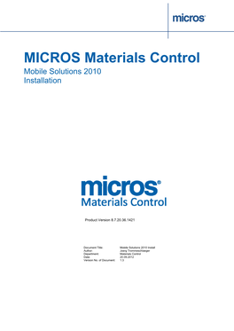 MICROS Materials Control