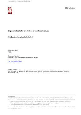 Engineered Cells for Production of Indole-Derivatives