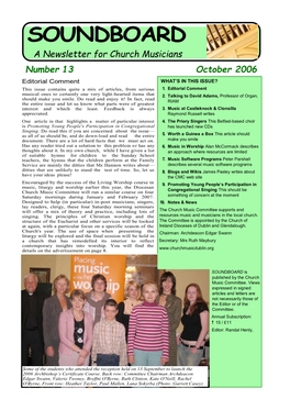 October 2006 Editorial Comment WHAT’S in THIS ISSUE? This Issue Contains Quite a Mix of Articles, from Serious 1