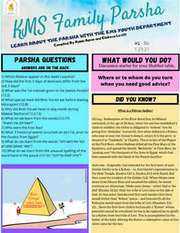 Parsha Questions What Would You Do? Discussion Starter for Your Shabbat Table