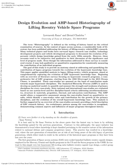Design Evolution and AHP-Based Historiography of Lifting Reentry Vehicle Space Programs