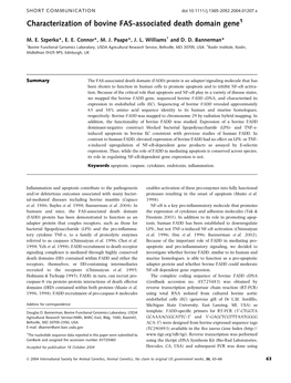 Characterization of Bovine FAS-Associated Death Domain Gene1