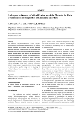 Androgens in Women – Critical Evaluation of the Methods for Their Determination in Diagnostics of Endocrine Disorders