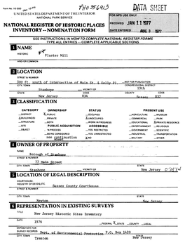 National Register of Historic Places Inventory -- Nomination Form