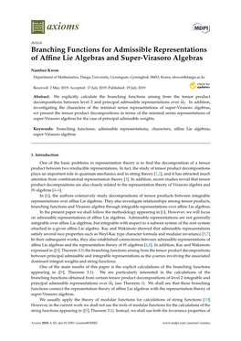 Branching Functions for Admissible Representations of Affine Lie