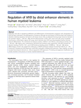 Regulation of MYB by Distal Enhancer Elements in Human Myeloid Leukemia