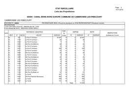 ETAT PARCELLAIRE Liste Des Propriétaires 6009A