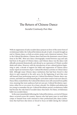 The Return of Chinese Dance Socialist Continuity Post-Mao