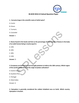 IB ACIO 2014-15 Solved Question Paper