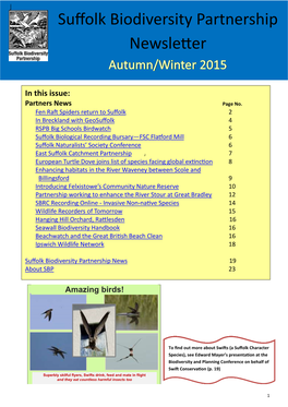 Suffolk Biodiversity Partnership Newsletter Autumn/Winter 2015