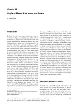 Chapter 12 Dryland Rivers: Processes and Forms