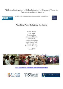 Widening Participation in Higher Education in Ghana and Tanzania: Developing an Equity Scorecard