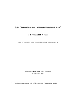 Solar Observations with a Millimeter-Wavelength Array1