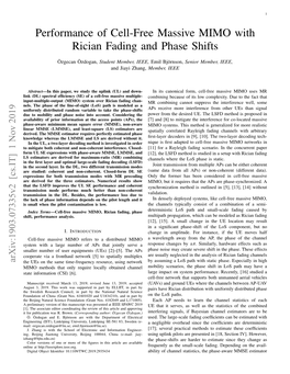 Performance of Cell-Free Massive MIMO with Rician Fading and Phase Shifts