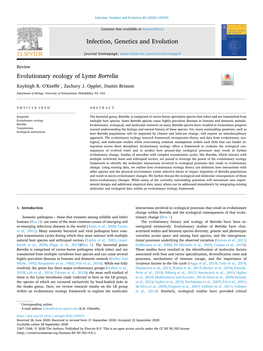 Evolutionary Ecology of Lyme Borrelia T ⁎ Kayleigh R