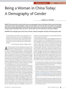 Being a Woman in China Today: a Demography of Gender