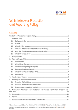 Whistleblower Protection and Reporting Policy