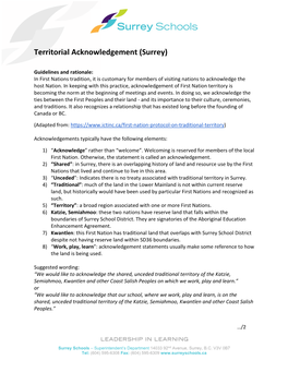 Territorial Acknowledgement (Surrey)