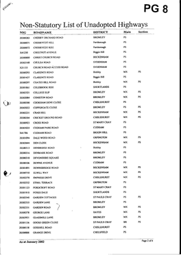 ~On-Statutory List of Unadopted Highways