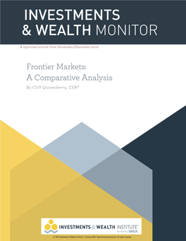 Frontier Markets: a Comparative Analysis by Cliff Quisenberry, CFA®