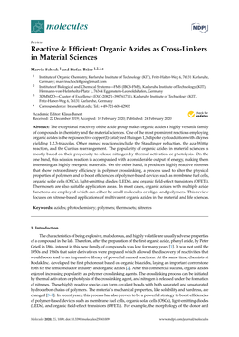 Reactive & Efficient: Organic Azides As Cross-Linkers in Material Sciences