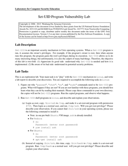 Set-UID Program Vulnerability Lab