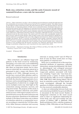 Body Size, Extinction Events, and the Early Cenozoic Record of Veneroid Bivalves: a New Role for Recoveries?