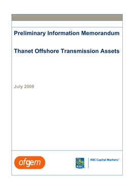 Preliminary Information Memorandum Thanet Offshore Transmission Assets