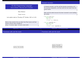 CS 321 Programming Languages Forward Recursion Functions Calls