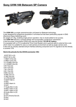 Sony UVW-100 Betacam SP Camera