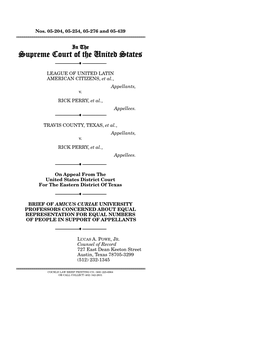 Brief of Amicus Curiae University Professors Concerned About Equal Representation for Equal Numbers of People in Support of Appellants ------♦