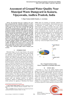 Assesment of Ground Water Quality Near Muncipal Waste Dumpyard in Kanuru, Vijayawada, Andhra Pradesh, India