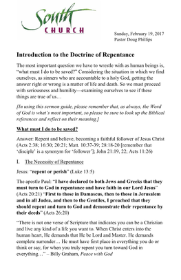 Introduction to the Doctrine of Repentance