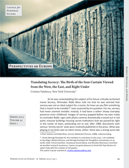 Translating Secrecy: the Birth of the Iron Curtain Viewed from the West