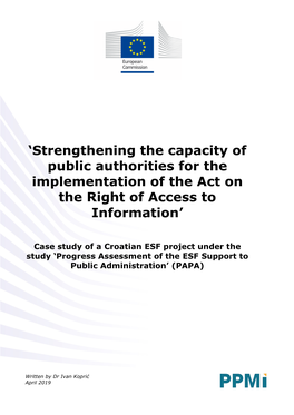 Progress Assessment of the ESF Support to Public Administration’ (PAPA)