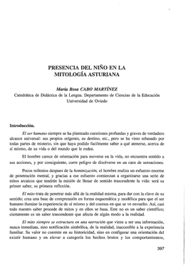 Presencia Del Niño En La Mitología Asturiana